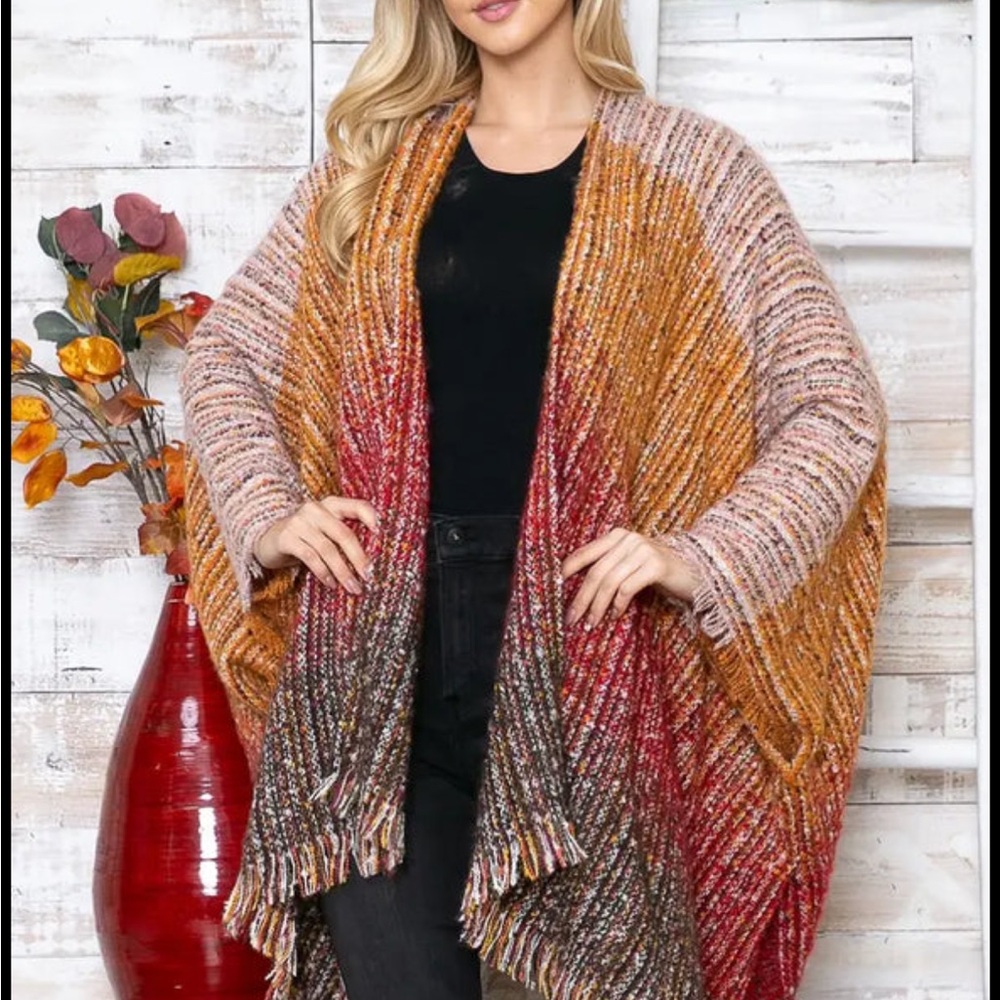 Justin & taylor baked Milani throw over shawl poncho wrap one size
